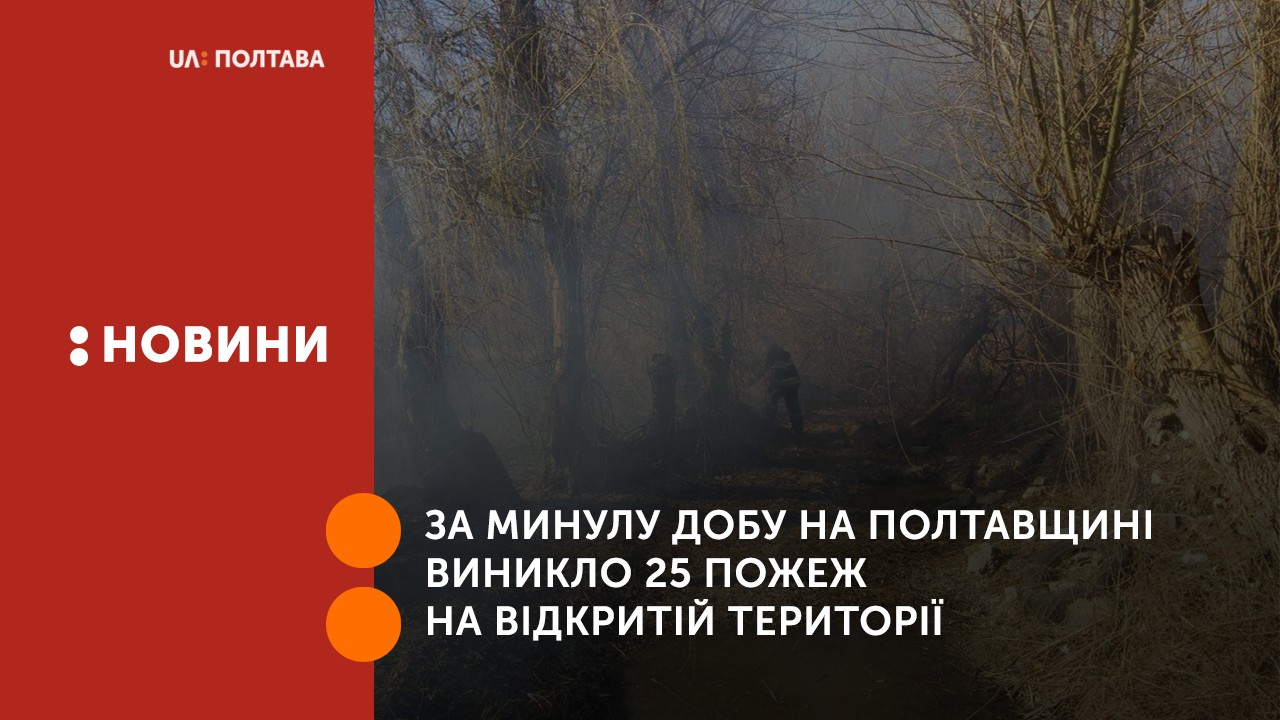 За минулу добу на Полтавщині виникло 25 пожеж на відритій території