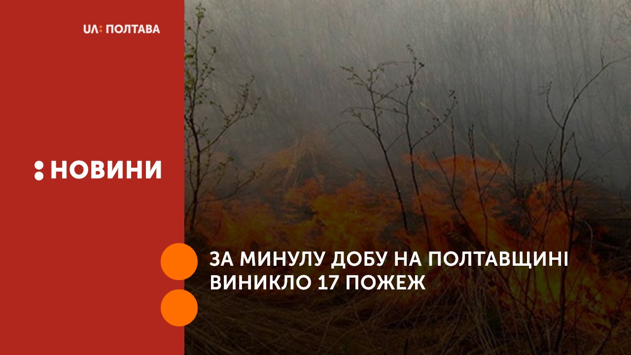 За минулу добу на Полтавщині виникло 17 пожеж