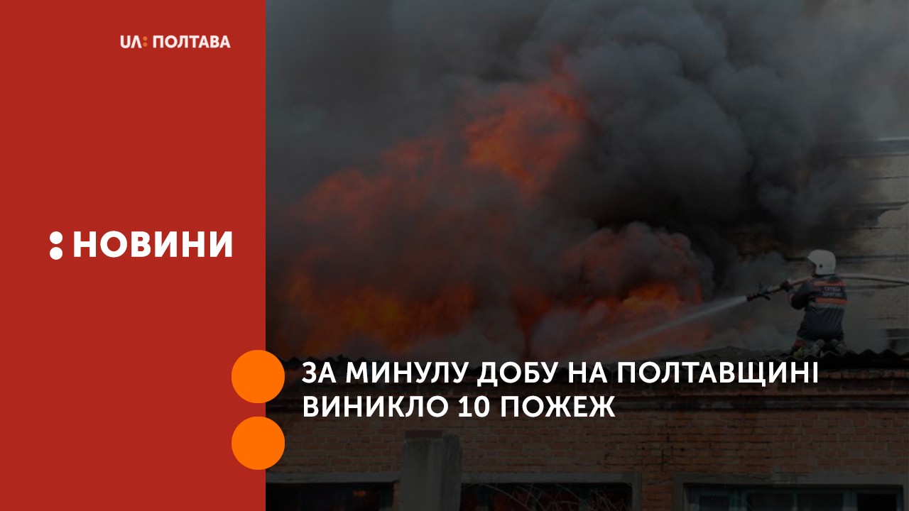 За минулу добу на Полтавщині виникло 10 пожеж