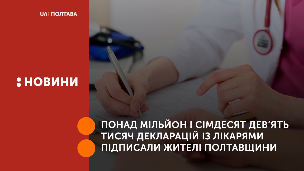 Понад мільйон і сімдесят дев’ять тисяч декларацій із лікарями підписали жителі Полтавщини